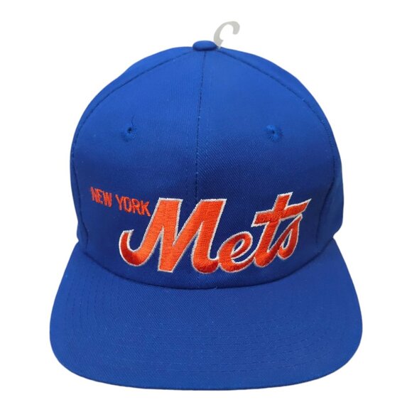 New York Mets Script Snapback Cap Vintage 90s MLB Twins Enterprise NOS Baseball - Picture 1 of 14